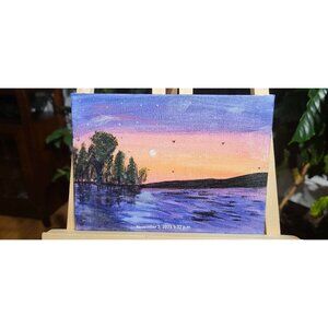 NAT1- Nature Loving Lack View With Moon Rise At Sun & Signed By "CANNOOVA"